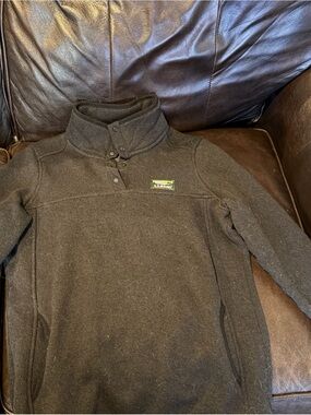 LL Bean Black Snap-Neck Pullover Fleece